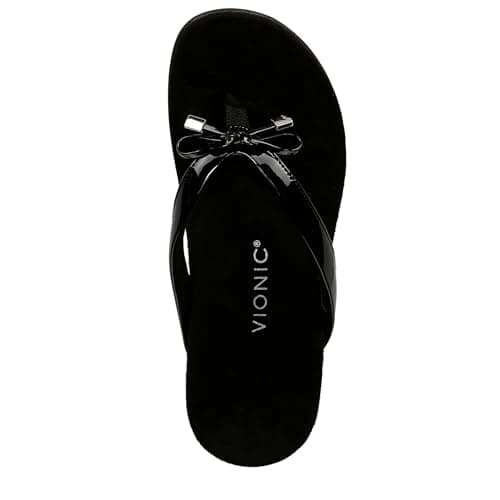 Vionic Bella Thong Sandals Black Patent 8 M — view 5