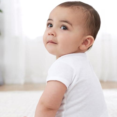Gerber Baby 8-Pack Short Sleeve Onesies Bodysuits, Solid White, 0-3 Months
