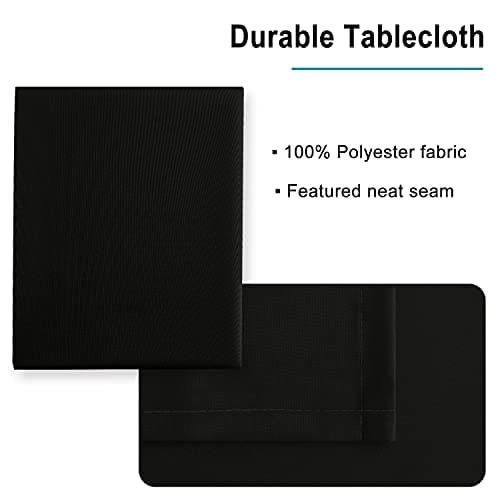 Hiasan Black Rectangle Tablecloth - 54 x 80 Inch - Waterproof & Wrinkle Resistant Washable Fabric Table Cloth for Dining, Party and Outdoor use — view 3