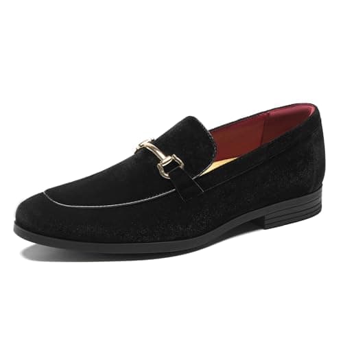 HEEZ Men's Slip On Dress Loafers,Tuxedo Shoes for Men with Velvet Upper, Comfortable Formal Dress Shoes for Wedding Prom Party Dance