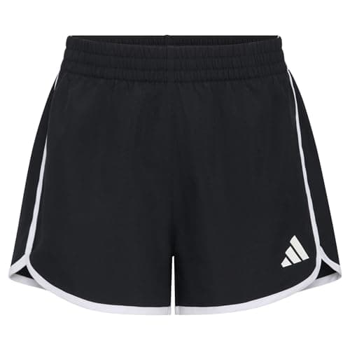 adidas Girls ' Woven Pacer Short, Black/White Stripe, M