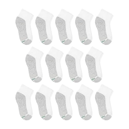 Hanes Boys' Ankle Socks, 14 Pairs, Stretch-Cotton Socks for Boys, Moisture-Wicking, Cushioned