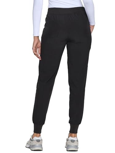 COZYFIT Womens Scrub Pants - Soft Stretch Yoga Style with 5 Pockets, Slim Fit Jogger Scrubs Pants for Women, Black, Large — view 2