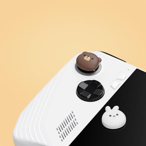 PlayVital Cute Thumb Grip Caps for ROG Ally, Accessories Silicone Joystick Caps Thumbsticks Grips for ROG Ally X 2024 - Chubby Bear & Smiley Bunny — view 3