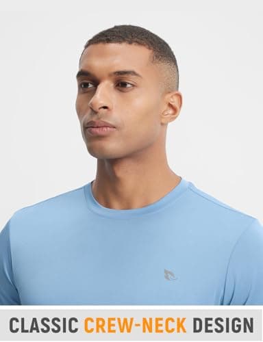 baleaf Sun Shirts for Men Protection Short Sleeve T-Shirts Swim Rash Guard SPF UPF 50+ UV Lightweight Hiking Heather Light Blue L — view 4