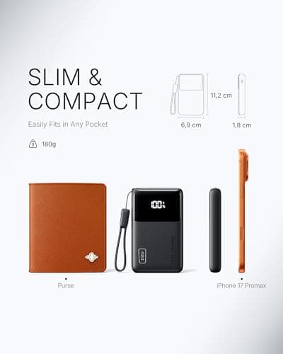 INIU Power Bank, Ultra Slim 10000mAh Portable Charger, 45W Fast Charging Chargeur Portatif with Detachable USB-C Cable & Stand, Flight-Safe Travel Battery Pack for iPhone 17 16, Samsung S26, iPad etc — view 2