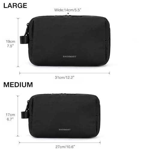 BAGSMART Toiletry Bag for Men, Travel Toiletry Organizer Dopp Kit Water-resistant Shaving Bag for Toiletries Accessories, Door Room Essentials, Black-medium — view 6