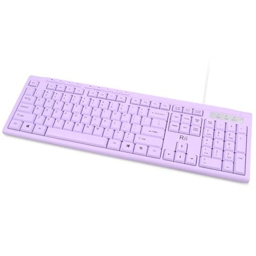 Rii RK907 Ultra-Slim Compact USB Wired Keyboard for Mac and PC,Windows 10/8 / 7 / Vista/XP(Purple)