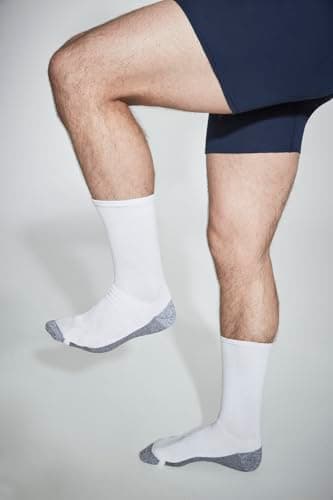 Hanes Mens 6pk Sport Cuts Crew Athletic Socks, White, 6 12 US — view 3