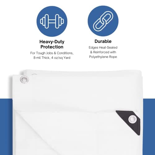 Kotap 8-ft x 10-ft Heavy-Duty 12 by 12 Cross Weave 8-mil White Poly Tarp, Item: TRW-0810 — view 2
