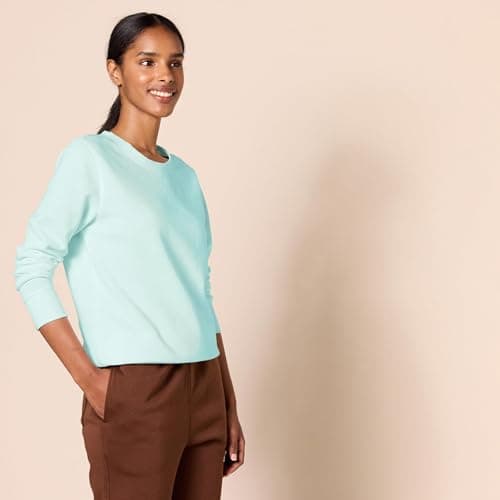 Amazon Essentials Women's Fleece Crewneck Pullover Sweatshirt (Available in Plus Size), Bright Aqua X-Large — view 2