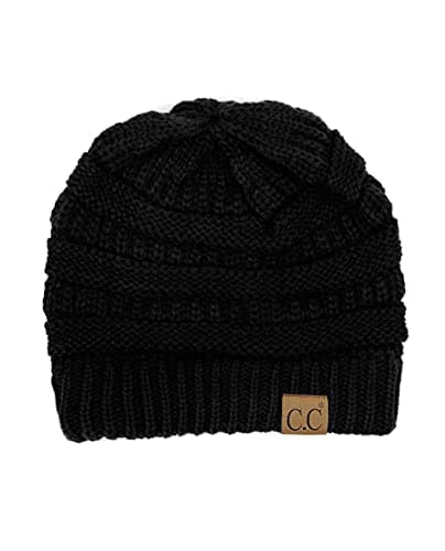 C.C Trendy Warm Chunky Soft Stretch Cable Knit Beanie Skully, Black — view 2