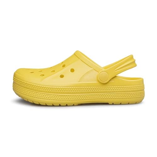DDFOX Kid's Garden Clogs Cute Slides Sandals Beach Slipper Indoor Outdoor-Friendly Comfy Lightweight Yellow — view 3