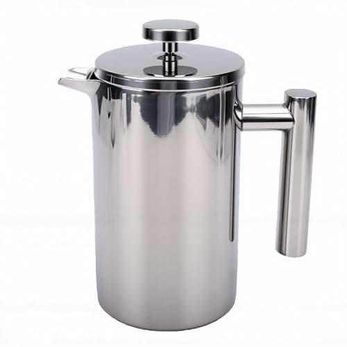 GLOGLOW French Press Coffee Pot, 304 Stainless Steel Double Wall Insulated Maker with 4 Step Brewing for Heat Retention 25 Oz Capacity Home Office Use Brewing Ground Coffee or Loose Tea — view 5