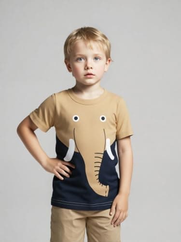 Winzik Boys Shirt Toddler Shirts Kids Boys’ Short Sleeve 3-Pack Crewneck Animal T-Shirt Summer Clothes 18M-8Y(2-3T, Lion Elephant Giraffe) — view 2