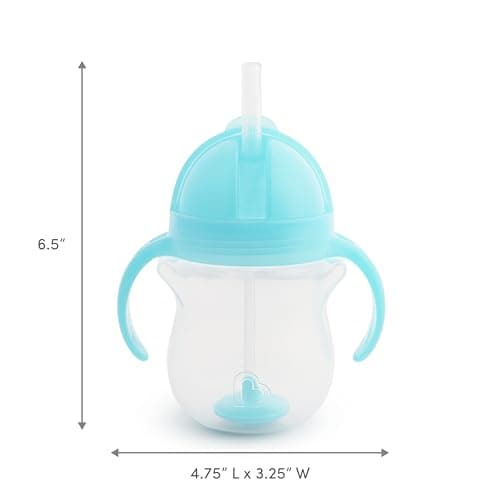 Munchkin Any Angle Click Lock Weighted Straw Trainer Cup, 7 Oz, 1 Pack, Blue — view 5