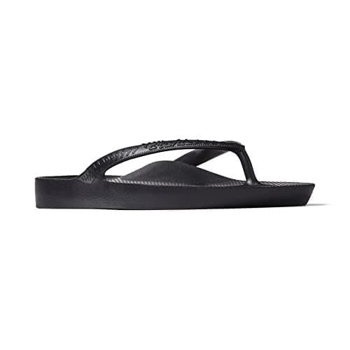 Archies Arch Support Flip Flops for Men & Women, Black, US Men's 7 — view 2