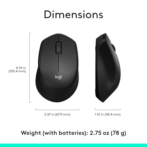 Logitech M330 Silent Wireless Mouse, 2.4GHz with USB Receiver, Optical Tracking, Quiet & Lightweight, Long Battery Life, for PC, Mac, Laptop, Chromebook - Black — view 7