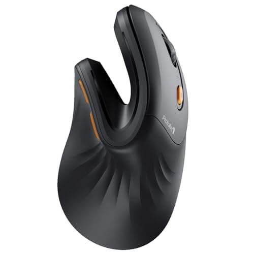 ProtoArc Ergonomic Mouse, EM11 NL Bluetooth Rechargeable Wireless Vertical Mouse, 3 Multi-Device Connectivity for Computer/PC/Laptop, 2.4GHz USB-A Optical Mice for Windows, Mac OS, Black