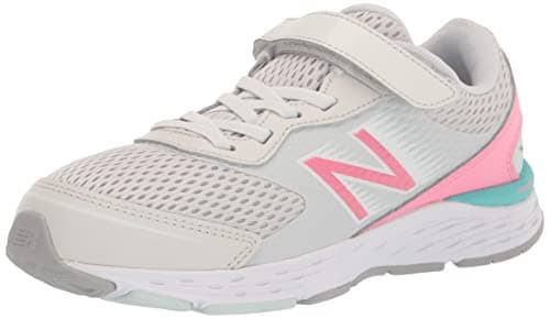 New Balance Kid's 680 V6 Hook and Loop Running Shoe, Nimbus Cloud/Bubblegum/Surf, 5.5 Big Kid
