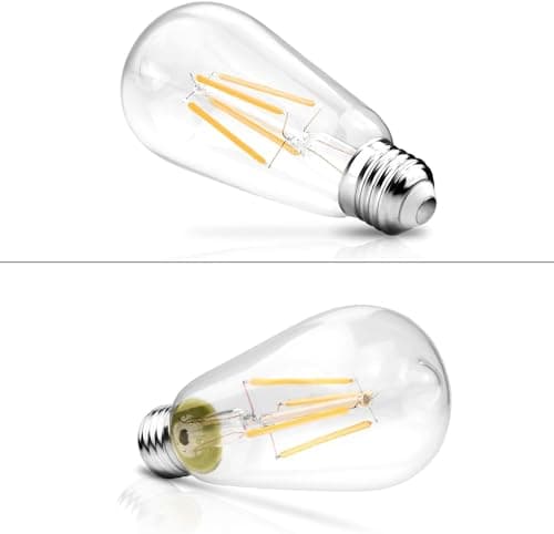 Ascher Vintage LED Edison Bulbs, 6W, Equivalent 60W, Non-Dimmable, High Brightness Warm White 2700K, ST58 Antique LED Filament Bulbs with 80+ CRI, E26 Medium Base, Clear Glass, Pack of 4 — view 8