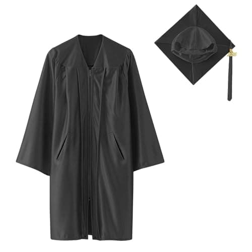 2026 Kids Graduation Cap and Gown Kindergarten Graduation Gown and Cap Set for Kids Boys Girls (A02-Black, 8-9 Years)