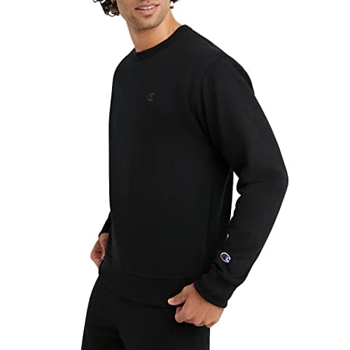 Champion Men's Crewneck Fleece Sweatshirt, Standard Fit, Midweight, C Logo, Available in Regular and Big & Tall, Black - C Logo, 3X-Large — view 3