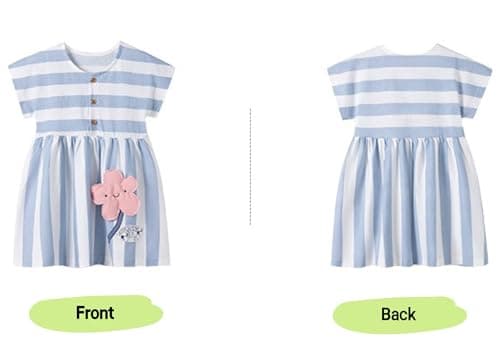 Winzik Girls Dress, Toddler Summer Short Sleeve Cotton Casual Dresses Clothes 18M-7Y(5-6 Years, Stripe Floral) — view 5