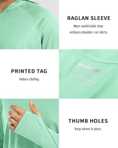 Boladeci Mens Long Sleeve Shirt Fishing Hoodie UPF 50+ UV Protection Sun Shirts Summer Water SPF Rash Guard Tee Tops T-Shirts Swim Shirts XS Green — view 6