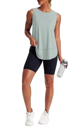 Jescakoo Gym Tops for Women 2026 Running Vest Summer Tank Tops Casual Fitness Clothing Workout Tops Women Sage Green M — view 2