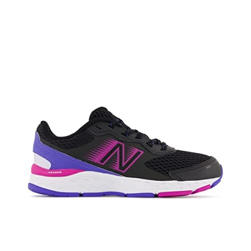 New Balance Kid's 680 V6 Lace-up Running Shoe, Black/Magenta Pop/Aura, 11.5 Little Kid