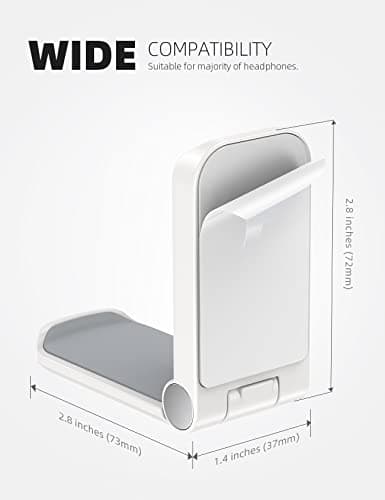 Lamicall Headphone Stand, Sticky Headset Hanger - Adhesive Headphone Holder Hook Mount, Headset Stand Holder Clip Under Desk, Earphone Clamp for Airpods Max, HyperX, Sennheiser, White — view 4