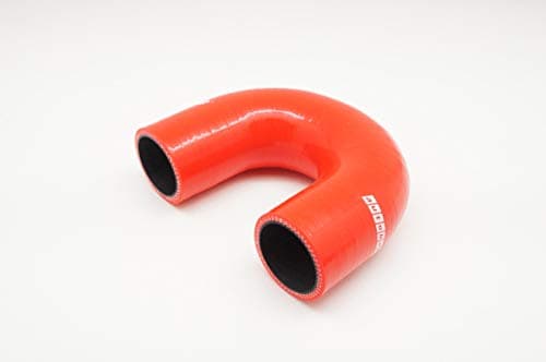 Autobahn88 Automotive Silicone Hose Bend, U-Shape 180-Deg Elbow Coupler, ID=1" (25mm), Center Line Distance 4" (102mm), Wall Thickness= 0.16" (4mm), 3-Ply, Red