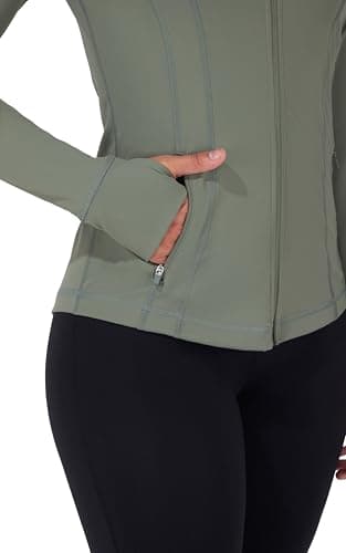 90 Degree By Reflex Full Zip Running Track Jacket Lightweight Athletic Slim Fit Jacket with Thumbholes, Mountain Sage, 3X-Large — view 2