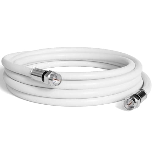 15' Feet, White RG6 Coaxial Cable (Coax Cable) with Weather Proof Connectors, F81 / RF, Digital Coax - AV, Cable TV, Antenna, and Satellite, CL2 Rated, 15 Foot
