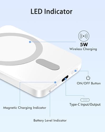 Miady Magnetic Portable Charger Power Bank for iPhone 5000mAh — view 2