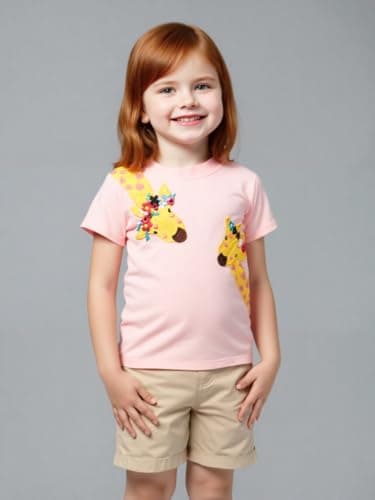 Winzik Girls Shirts Toddler Girl Short Sleeve T Shirt Kids Unicorn Tee Tops Summer Clothes 18M-7Y(5-6 Years, Unicorn Giraffe) — view 3