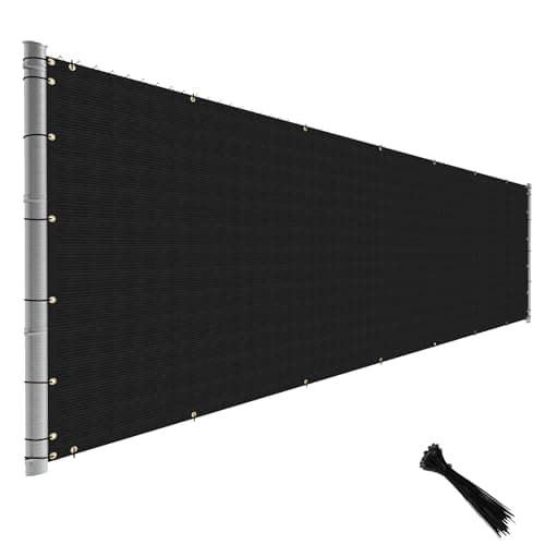 TANG Fence Privacy Screen Black 6 Feet x 25 Feet Outdoor Shade Cloth with Grommets, 150 GSM Temporary Fence Cover with Zipties Mesh Netting Fences Blockage for Backyard Garden Patio Chain Link