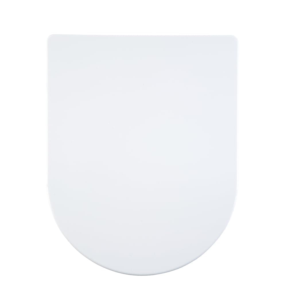 AQUALONA® Premium Thermoplastic Toilet Seat Soft Close Hardwearing Seat with Two Button Hinge Release D Shaped Easy to Clean Simple Installation Top and Bottom Fittings (White - D Shape)