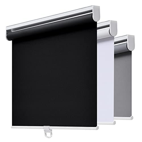 AOSKY Cordless Roller Shades Blackout Blinds for Windows Room Darkening Rolled Up Shades with Spring System, UV Protection Window Shades Door Blinds for Home 25" W x 72" H (64W x 183H cm),Black