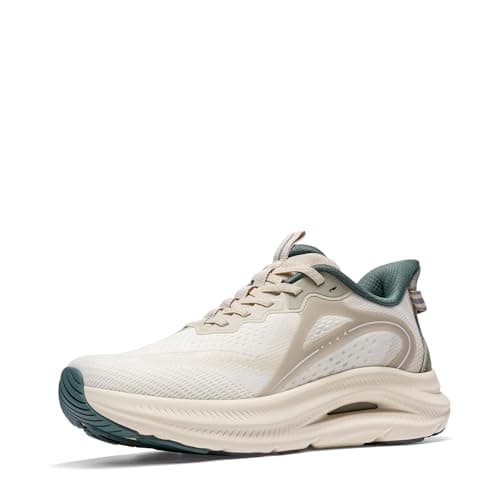 ALLSWIFIT Men's Slip On Stability Support Walking Shoes Coushioning Non Slip Breathable Comfortable Cross Trainer Workout StediCore Running Gym Fashion Sneaker,Size 10,Beige/Green,SARS26011M