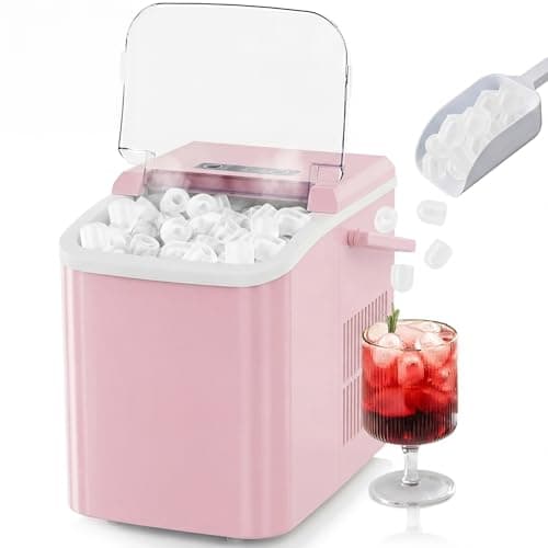 NEWBULIG Ice Makers Countertop with Handle, Portable Ice Machine