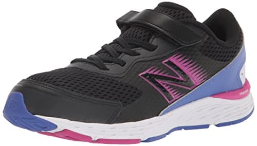 New Balance Kid's 680 V6 Hook and Loop Running Shoe, Black/Magenta Pop/Aura, 5.5 Toddler