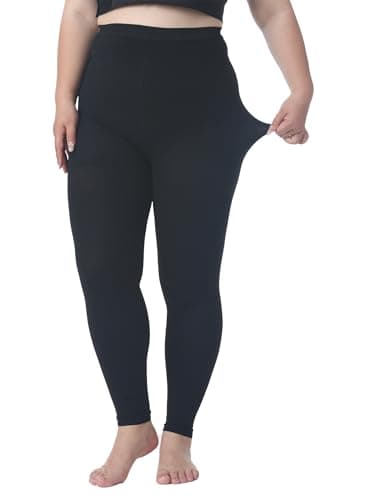 Plus Size 4XL Compression Pantyhose for Women & Men, 15-20 mmHg Graduated Compression Leggings, Opaque Footless Waist High Compression Stockings for Edema, Varicose Veins, Post Surgery,Black — view 2