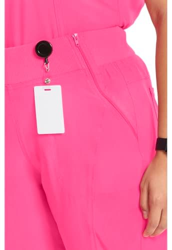 Infinity Women's Scrub Jogger Pants Mid Rise Bottoms with 5 Pockets, Moisture Wicking & 360° Stretch Fabric - CK110AP, M Petite, Carmine Pink — view 4