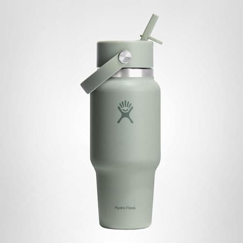 Hydro Flask Travel Water Bottle - Insulated Stainless Steel - Wide Straw Lid, Non Spill, Leakproof in 24 Oz Agave Green — view 8