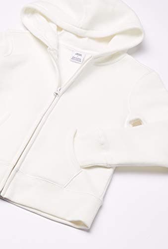 Amazon Essentials Girls' Fleece Zip-Up Hooded Sweatshirt with Lined Hood and Rib Knit Detail, White, Medium — view 2
