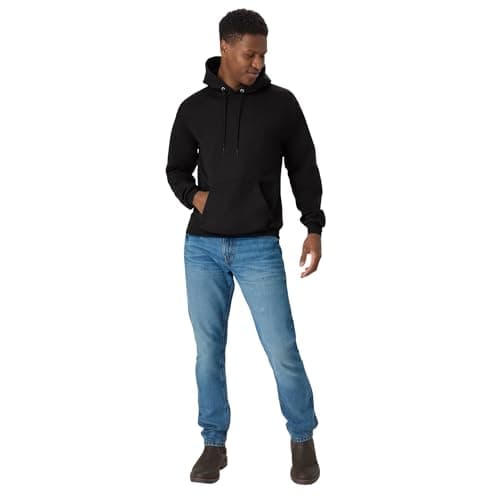 Hanes Men's Pullover EcoSmart Hooded Sweatshirt, Black, X-Large — view 4