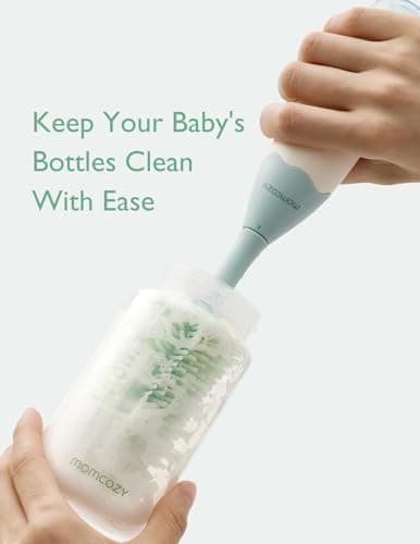 Momcozy Bottle Brush Kit with Push-Press Foam Design - Newborn Essentials Gift, Portable Cleaning Tool for Home & Travel, Baby Bottle Cleaner Brush for Breast Pumps & Nipples, Green — view 5
