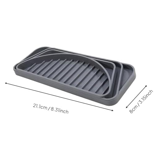 Gralara Silicone Drip Tray Refrigerator Mat Catcher Protector With Fast Drain Channels Trimmable Food Grade Silicone For Spill Control and Appliance Care suitable for kitchen home office, Gray — view 6